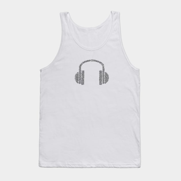 Word Cloud Head Phones Tank Top by NomesInk